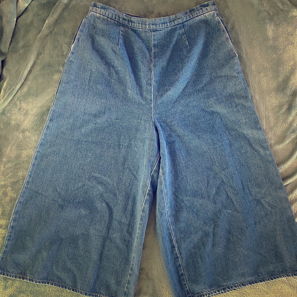 Denim high rise culottes